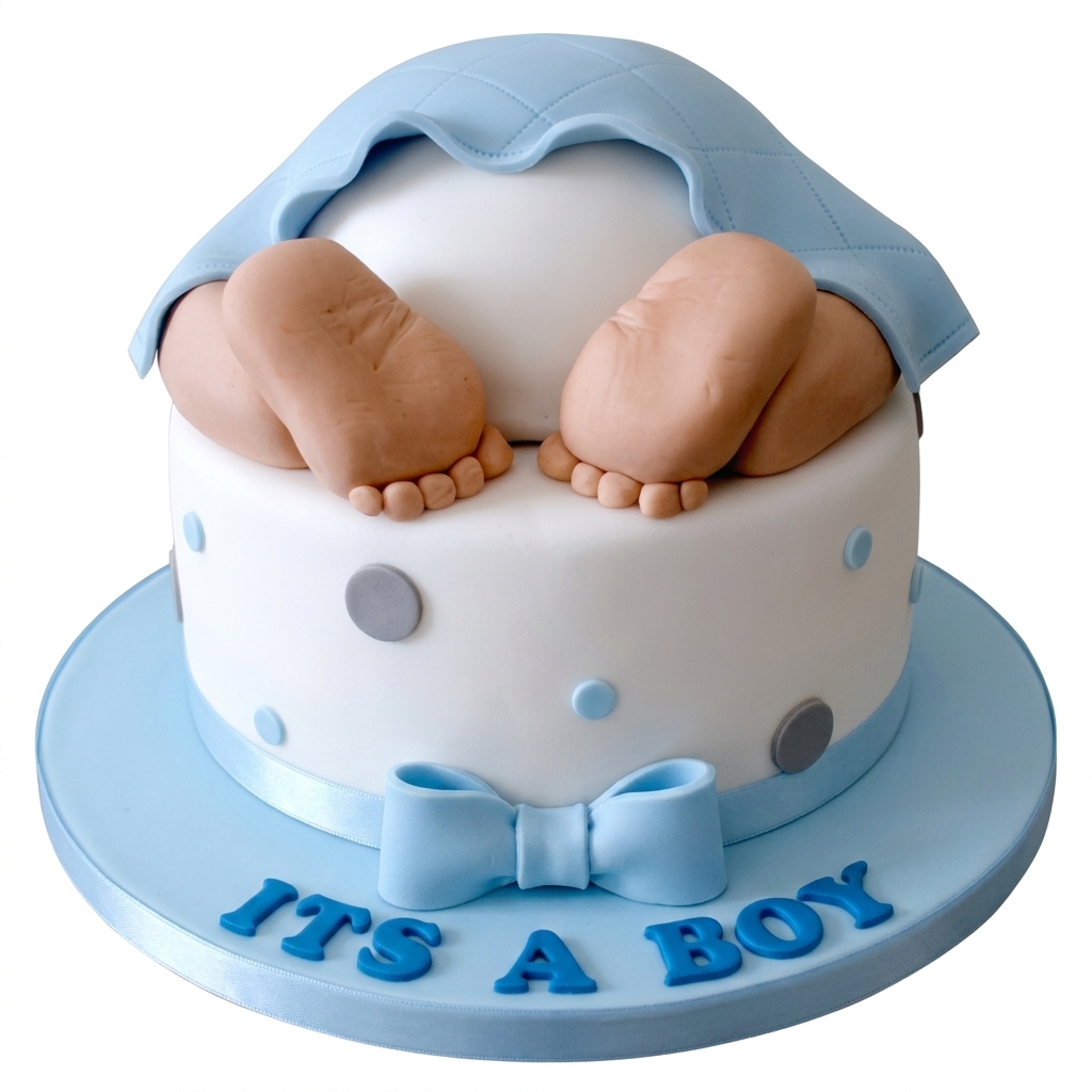 It's a Boy Baby Shower Cake with Feet Topper