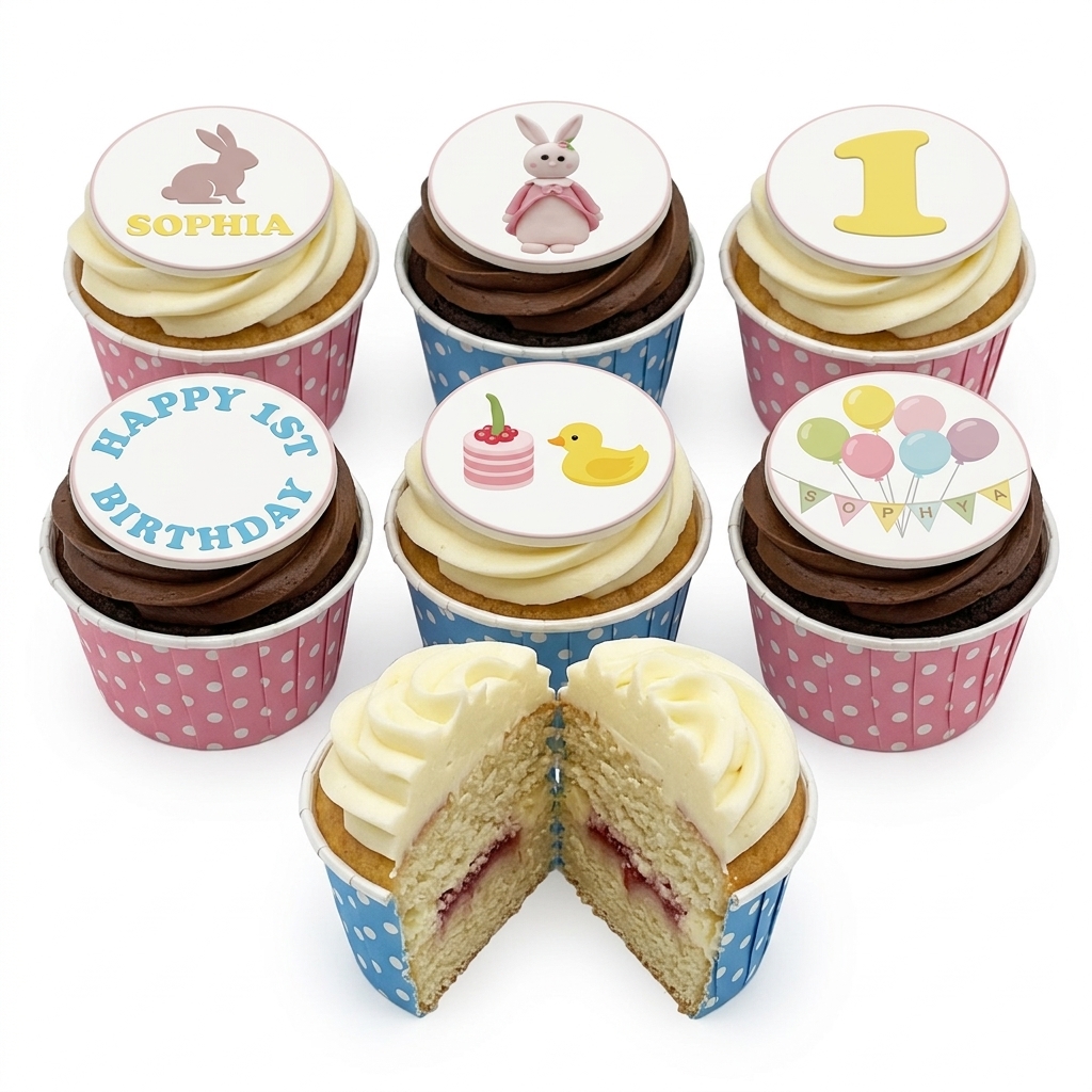 Cute Baby Animal 1st Birthday Cupcakes