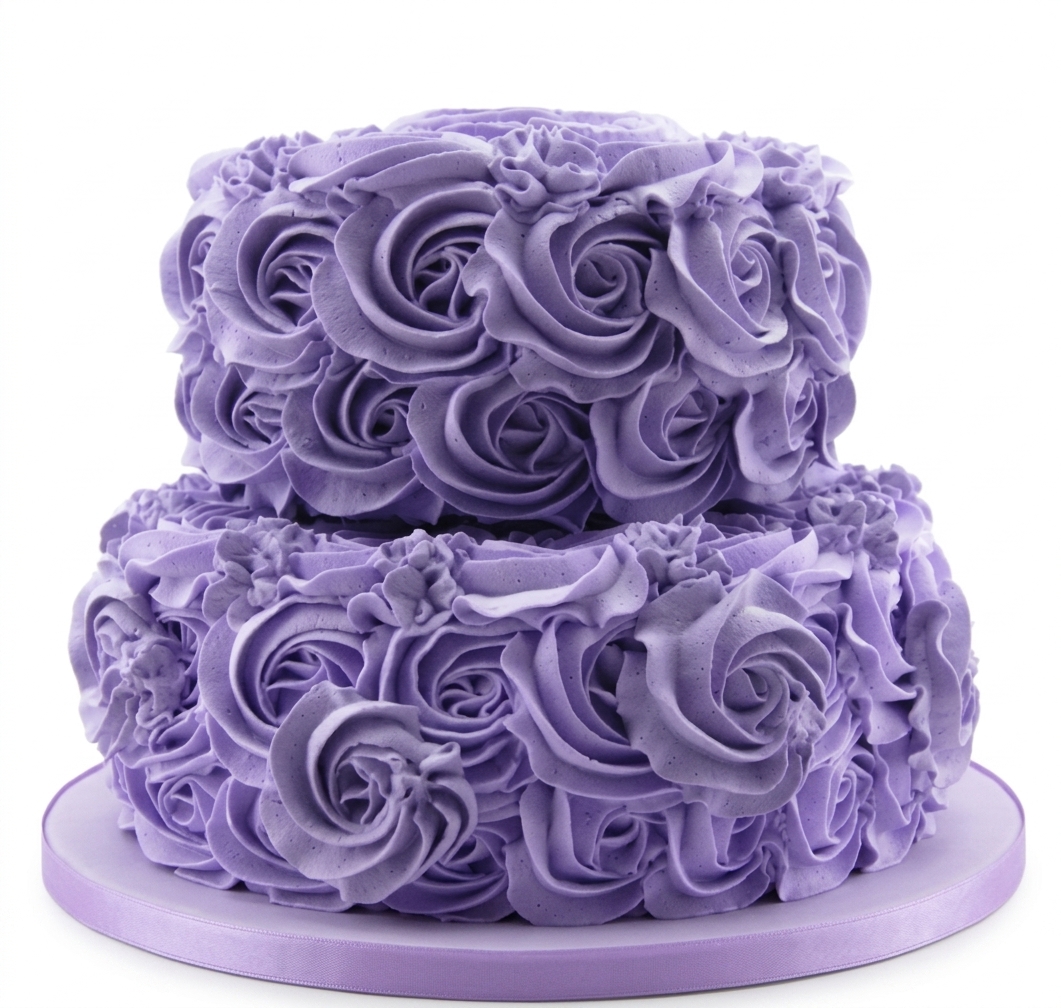 Lavender Rosette Two-Tier Floral Birthday Cake