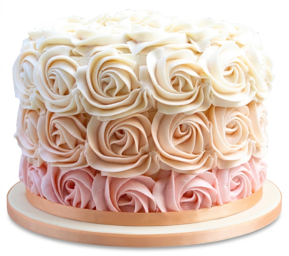 Floral Ombre Rose Birthday Cake for Her