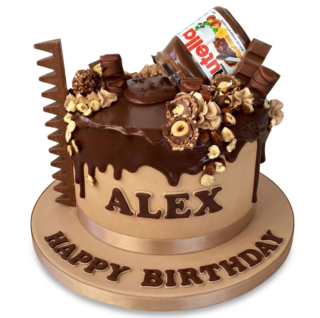 Nutella Drip Birthday Cake with Personalised Name