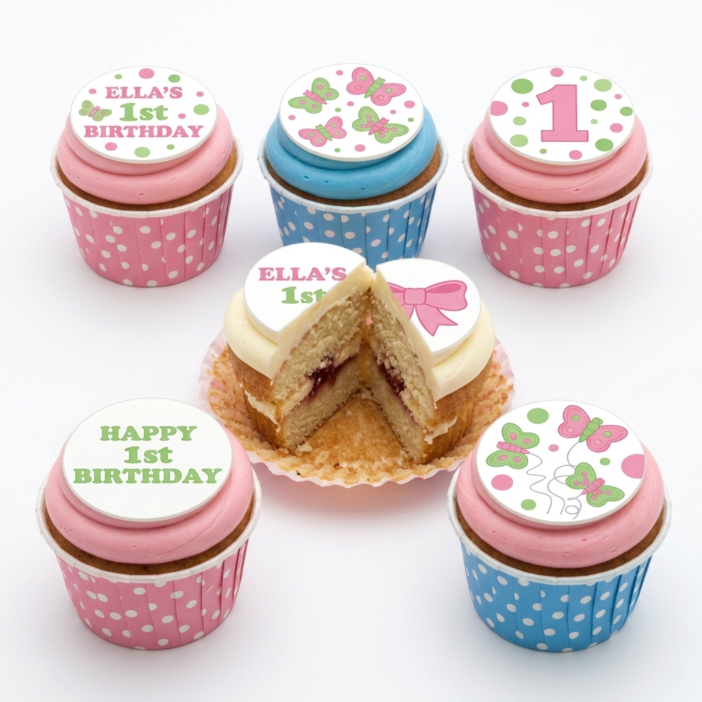 1st Birthday Butterfly & Bow Cupcakes for Girls