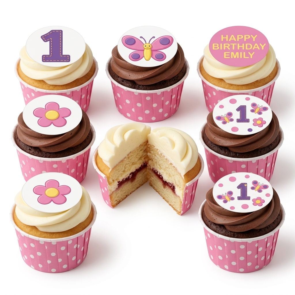 Butterfly Birthday Cupcakes with Custom Age Topper