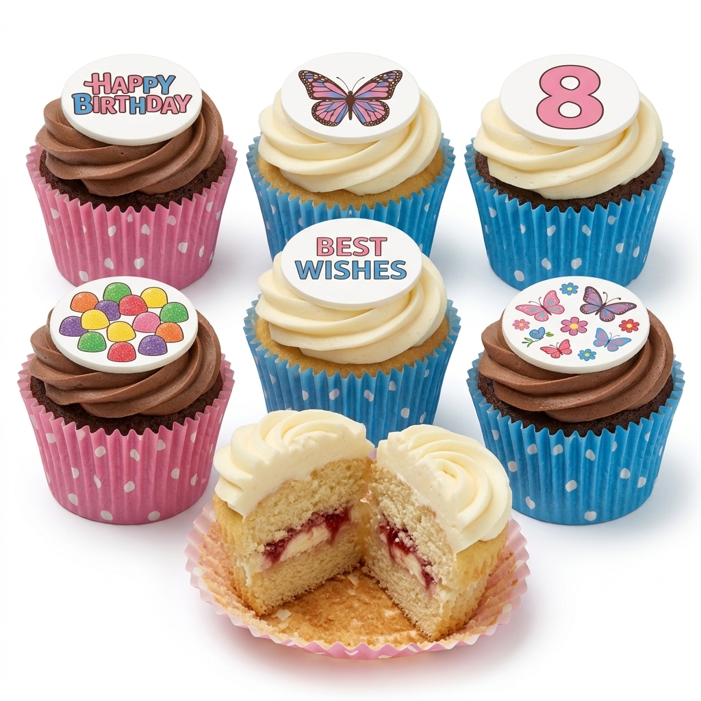 Butterfly & Sweet Birthday Cupcakes with Custom Age Toppers