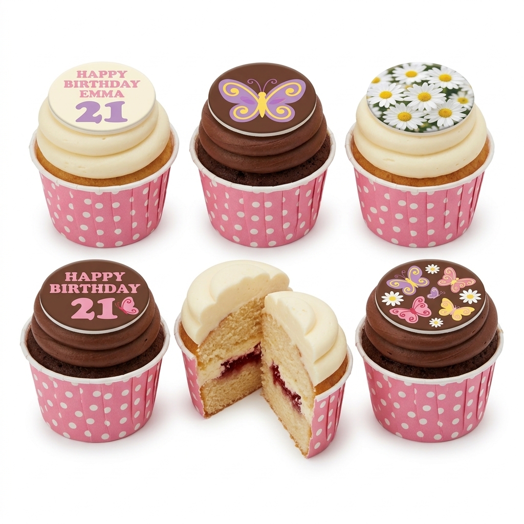 Butterfly & Daisy Birthday Cupcakes for Her