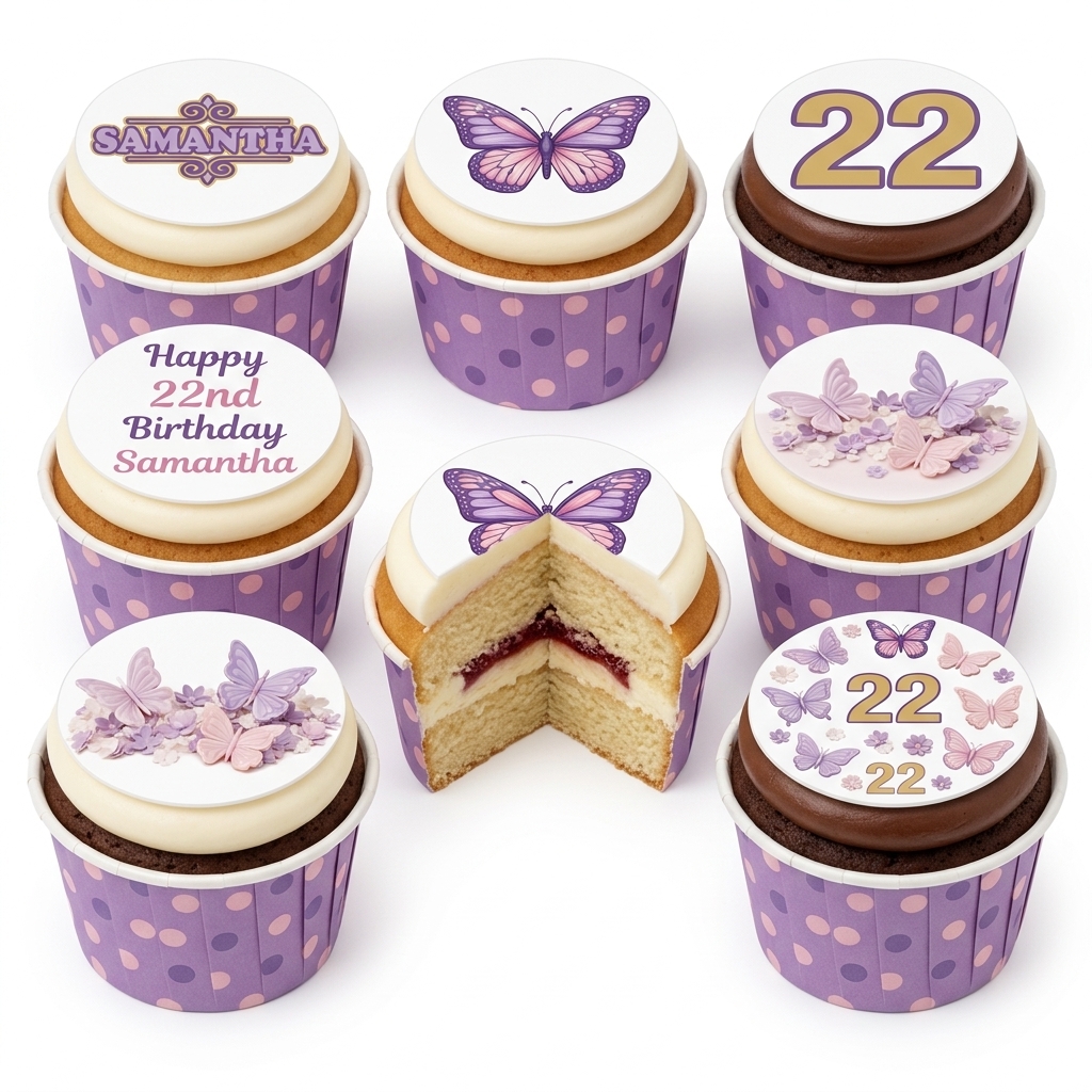 Elegant Butterfly Birthday Cupcakes