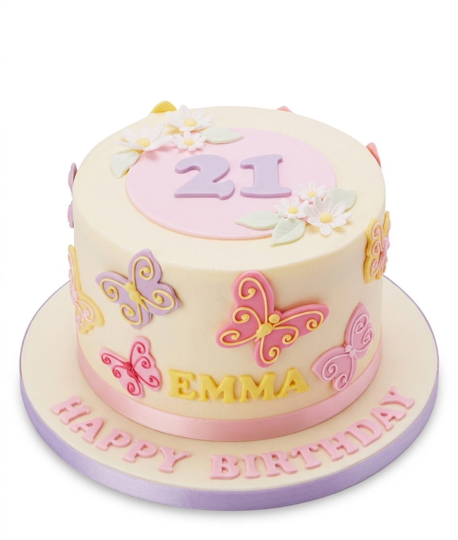 Butterfly Birthday Cake with Custom Age