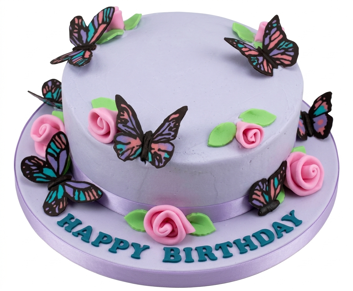 Butterfly Birthday Cake with Roses
