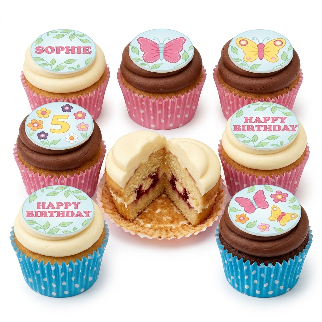 Butterfly & Floral Birthday Cupcakes