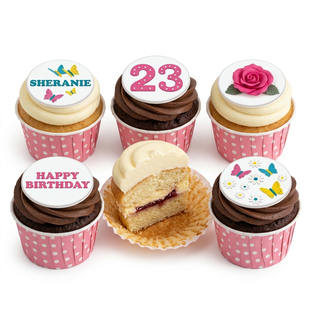 Elegant Floral Birthday Cupcakes for Her - Custom Age & Message