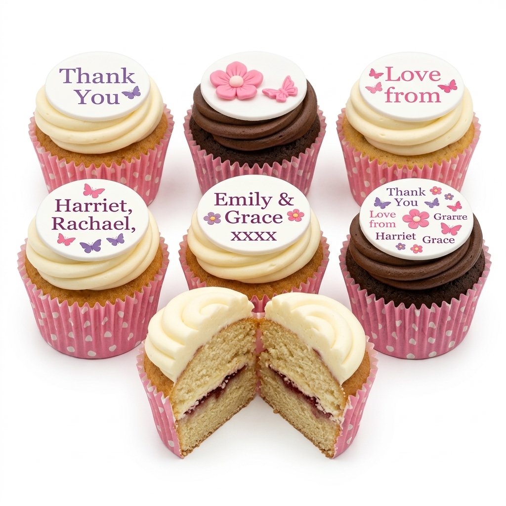 Personalised Floral & Butterfly Birthday Cupcakes