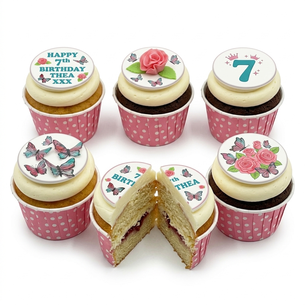 Butterfly & Rose Birthday Cupcakes