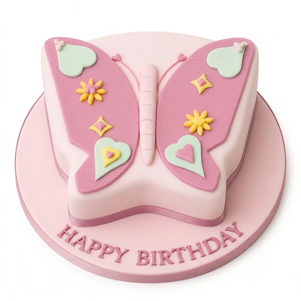 Pink Butterfly Birthday Cake