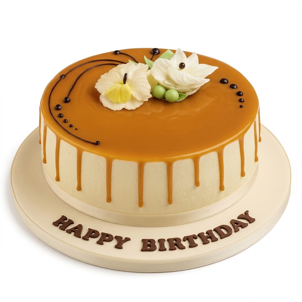 Elegant Floral Drip Birthday Cake