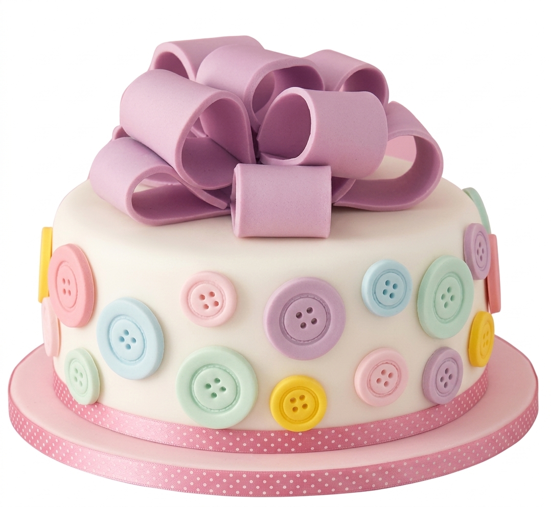 Pastel Button Baby Shower Cake