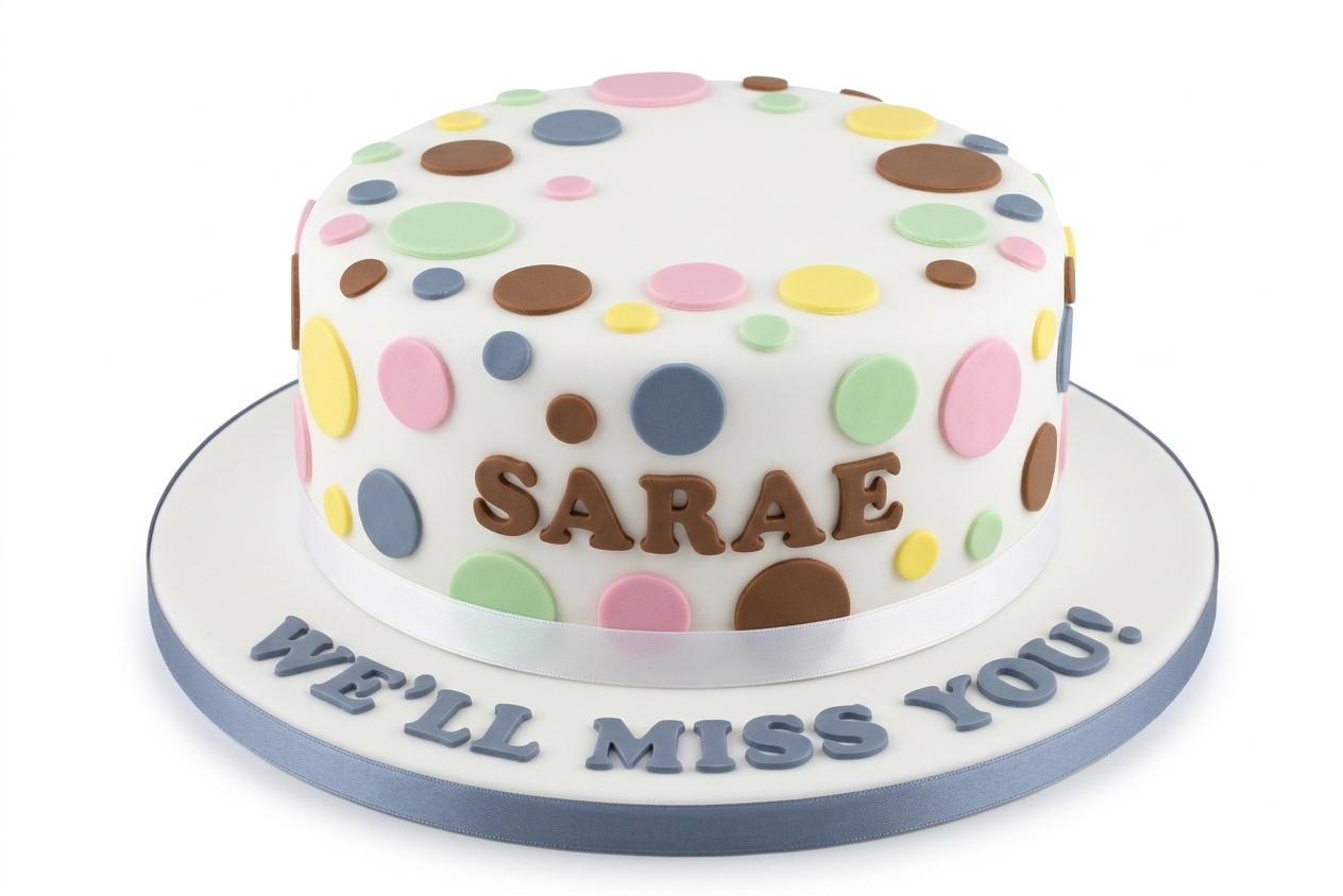 Colourful Polka Dot Leaving Party Cake