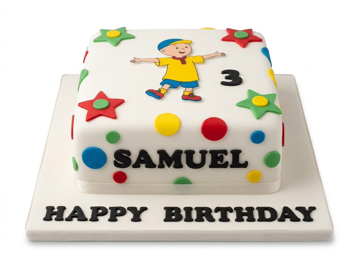Caillou Kids Birthday Cake with Custom Age & Name
