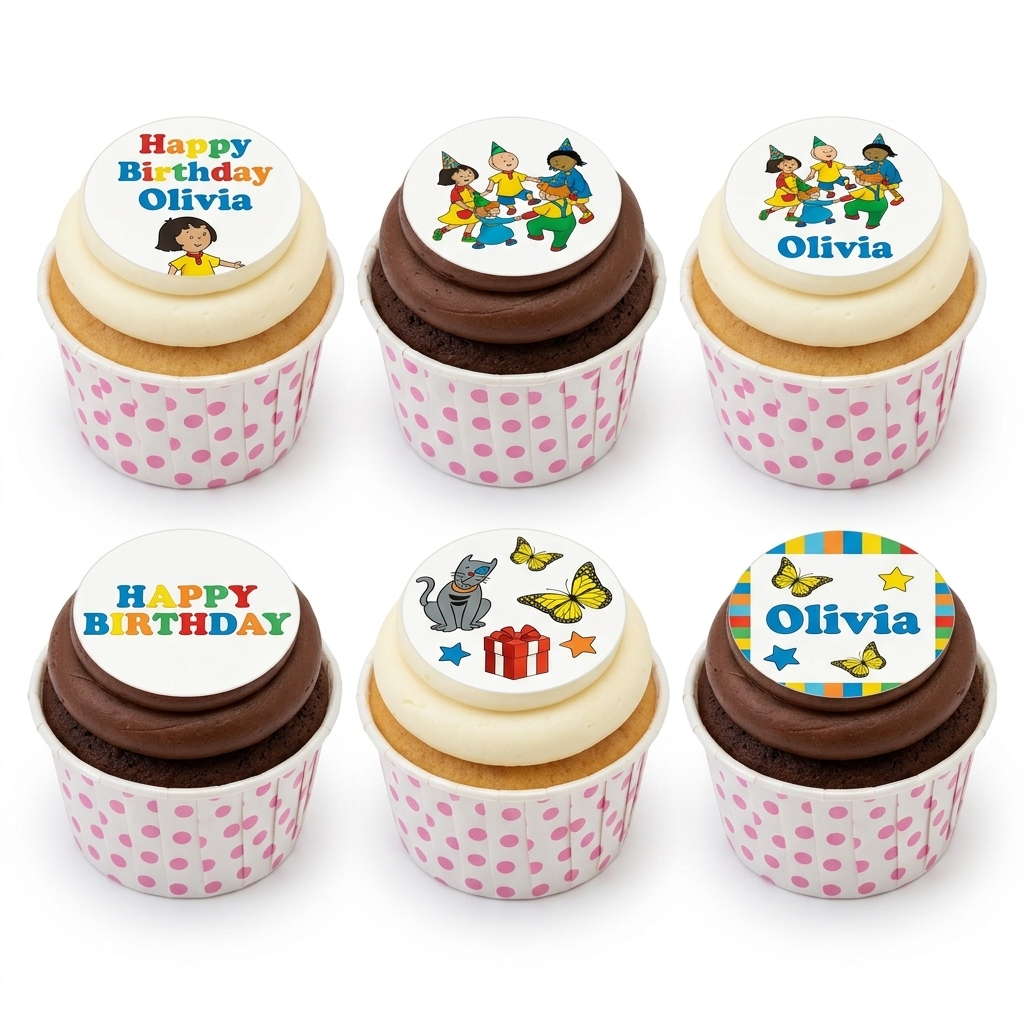 Kids Birthday Cupcake Set with Custom Toppers