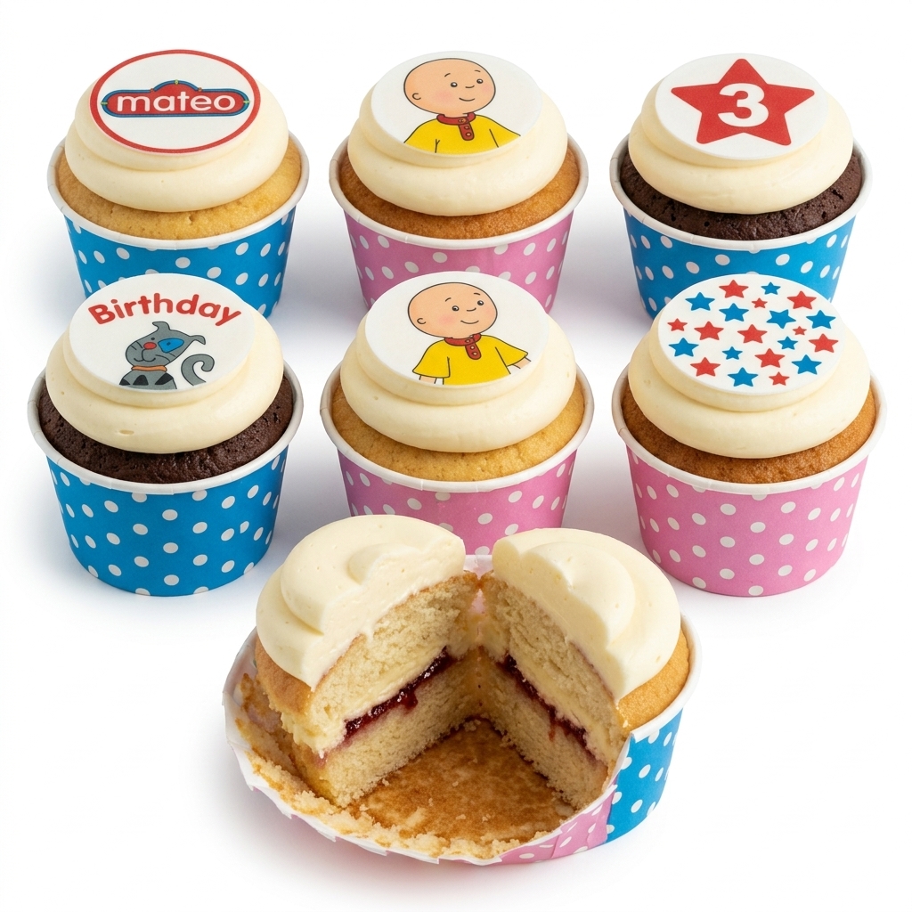 Caillou Kids Birthday Cupcakes with Custom Age