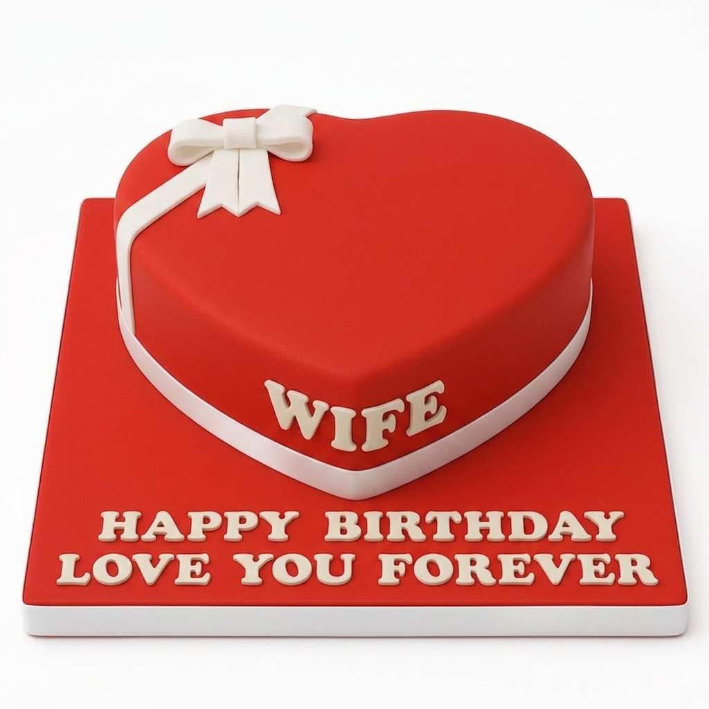 Red Heart Birthday Cake For Wife