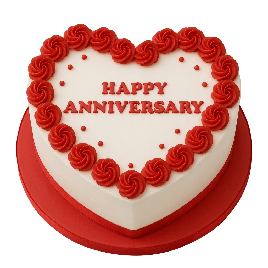 Heart-Shaped Happy Anniversary Cake