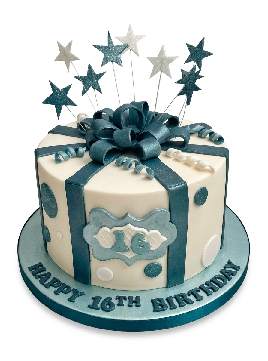 Gift Box & Stars Birthday Cake