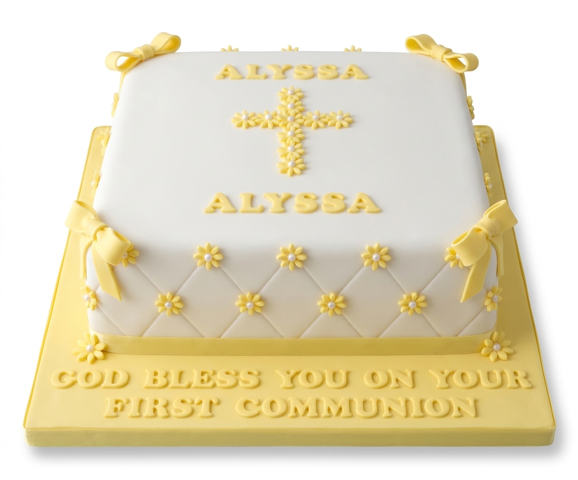Elegant Floral Holy Communion Cake