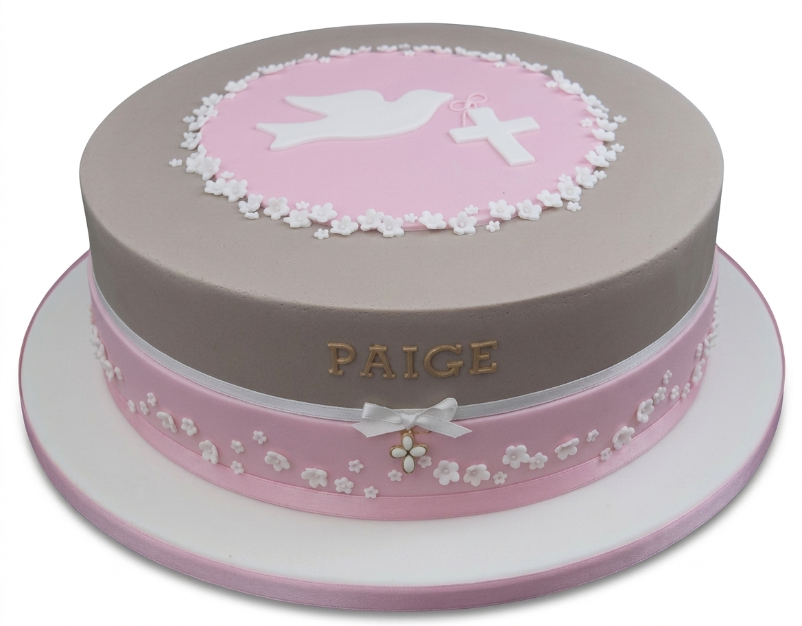 Dove & Cross Christening Cake for Girls