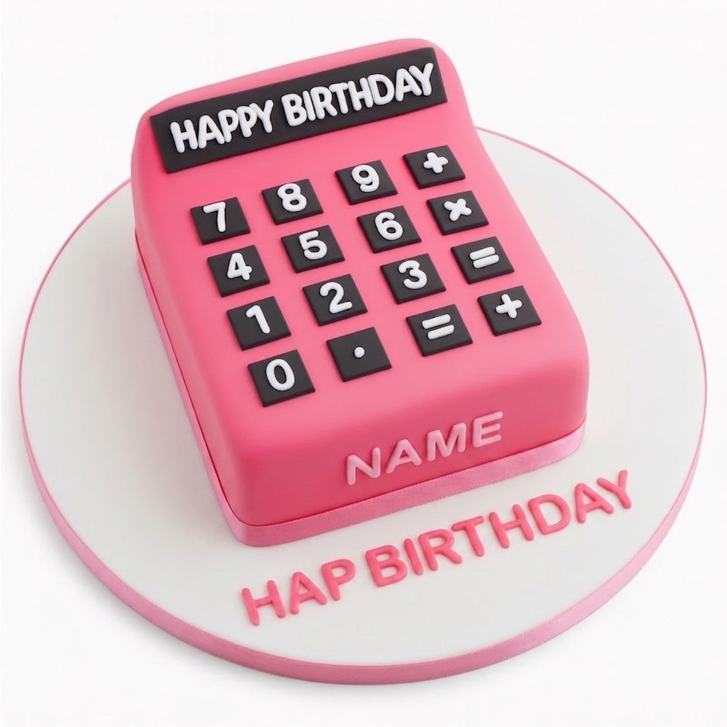 Pink Calculator Birthday Cake