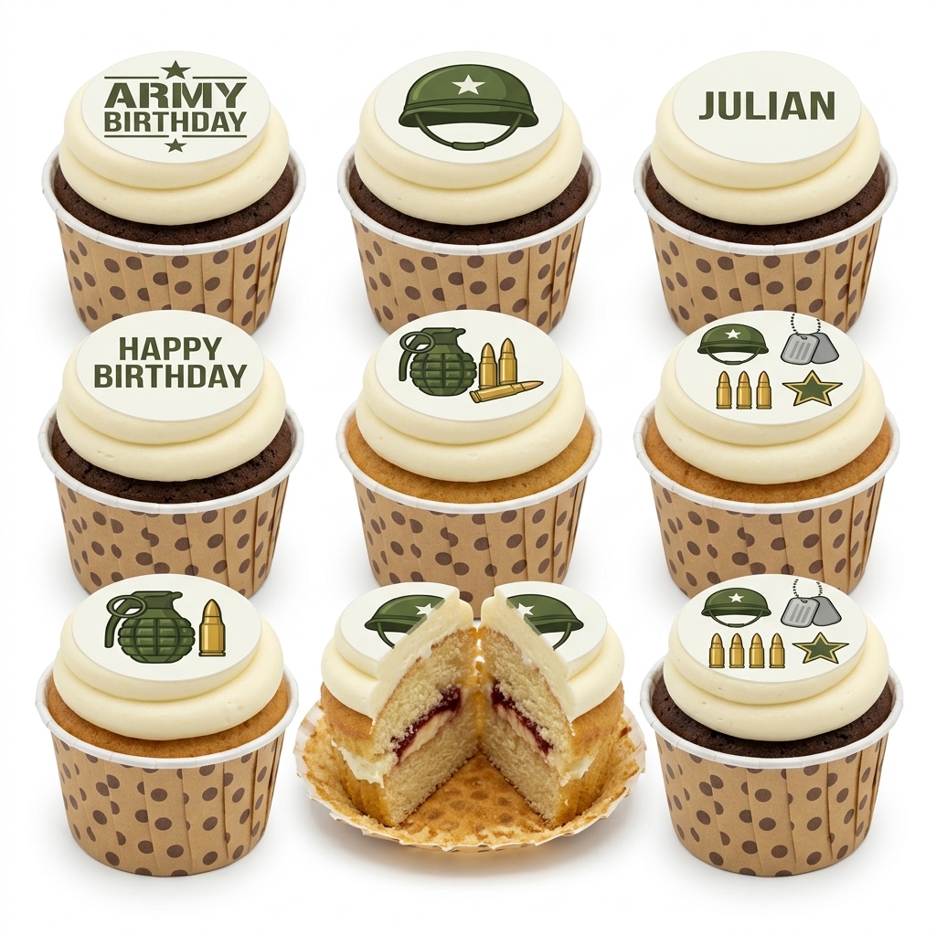 Army Theme Birthday Cupcakes
