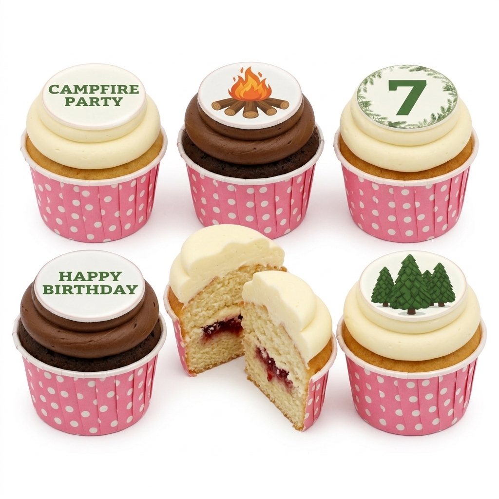Campfire Adventure Birthday Cupcakes with Custom Age