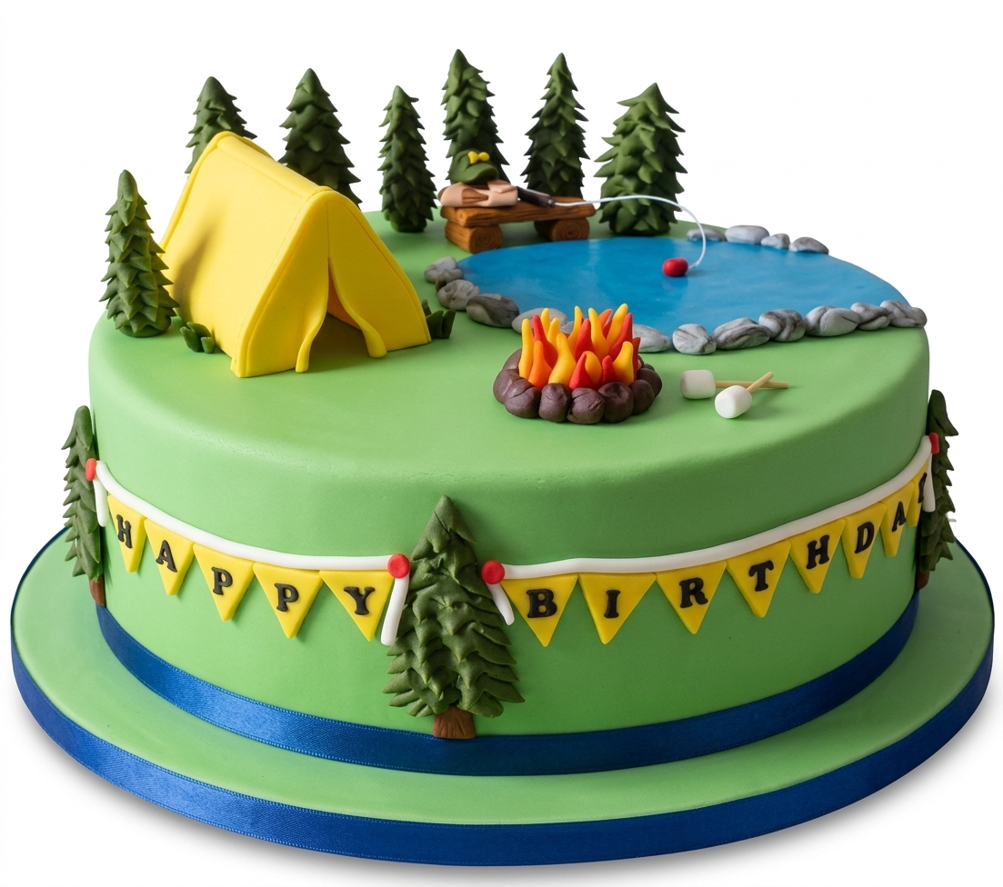 Camping Adventure Birthday Cake