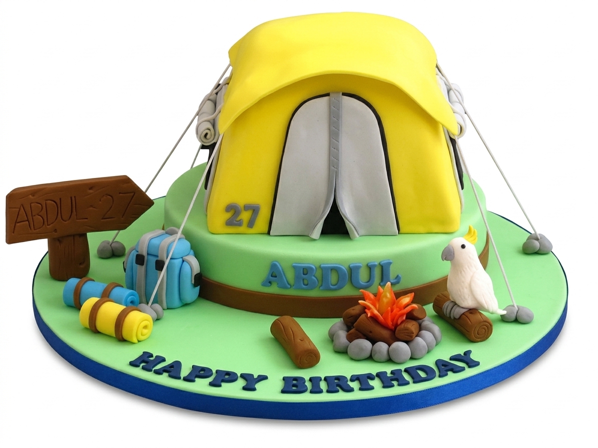 Adventure Camping Theme Birthday Cake