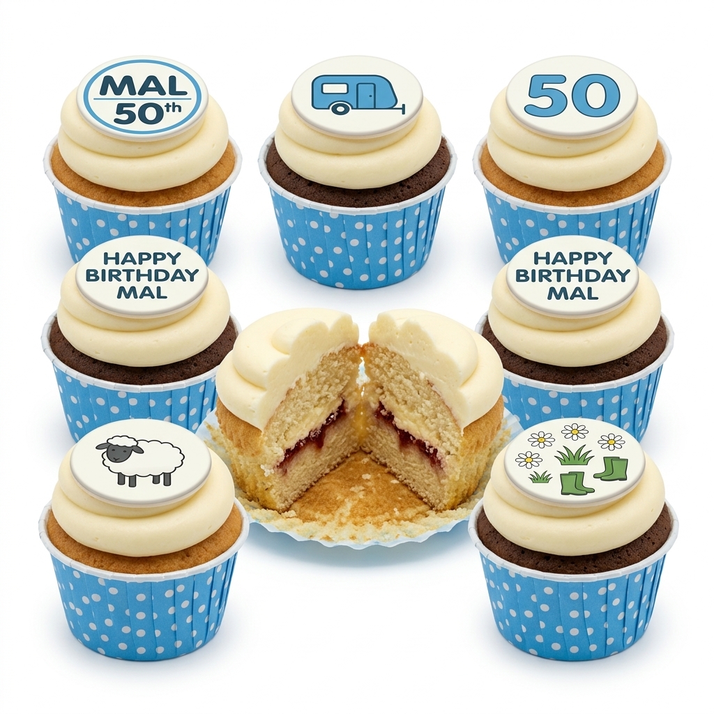 Hobby Inspired Birthday Cupcakes with Custom Age Toppers