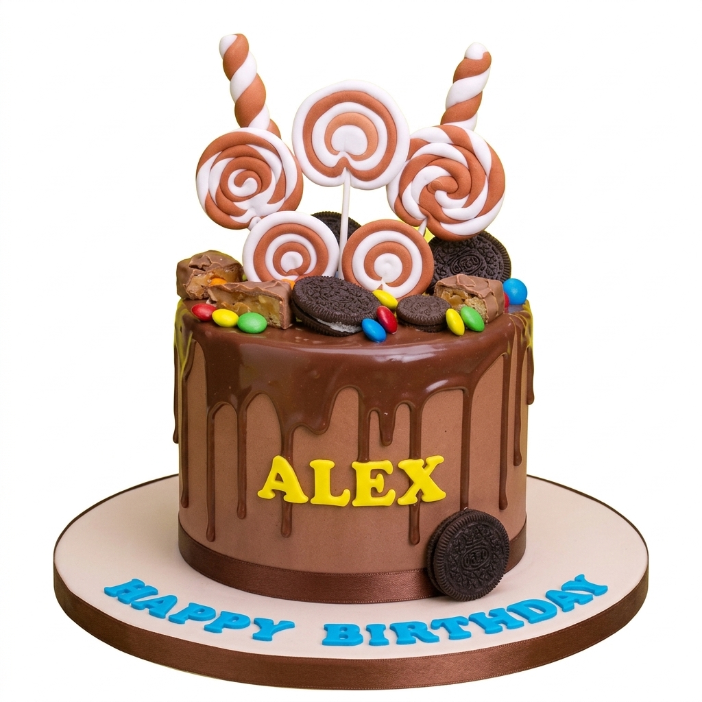 Chocolate Drip Candy Birthday Cake