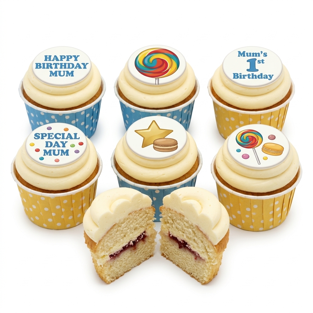 Fun Topper Birthday Cupcakes