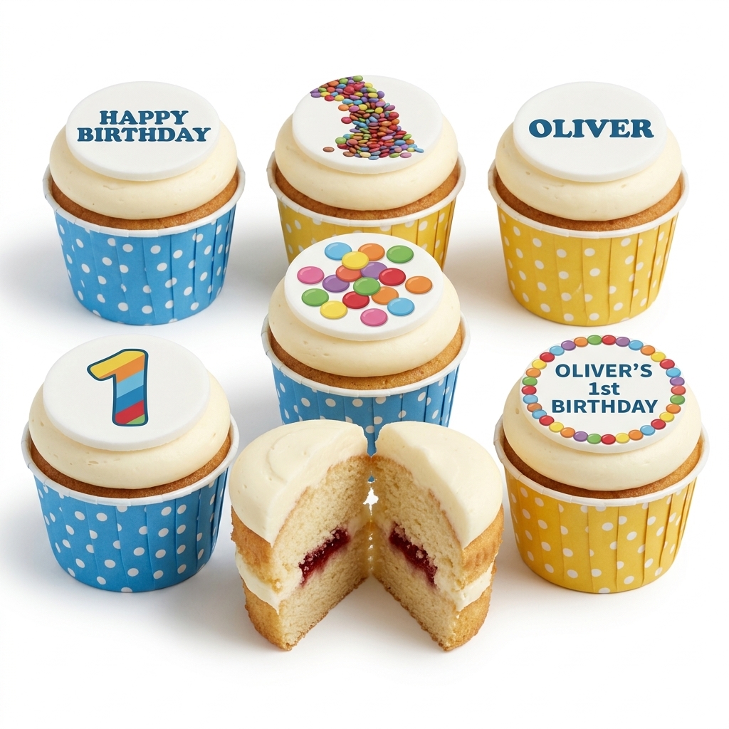 Kids Birthday Cupcakes with Custom Age & Name