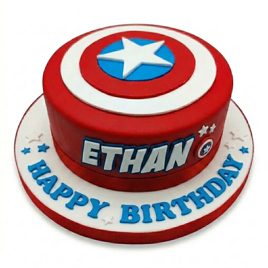 Superhero Birthday Cake for Boys with Custom Name