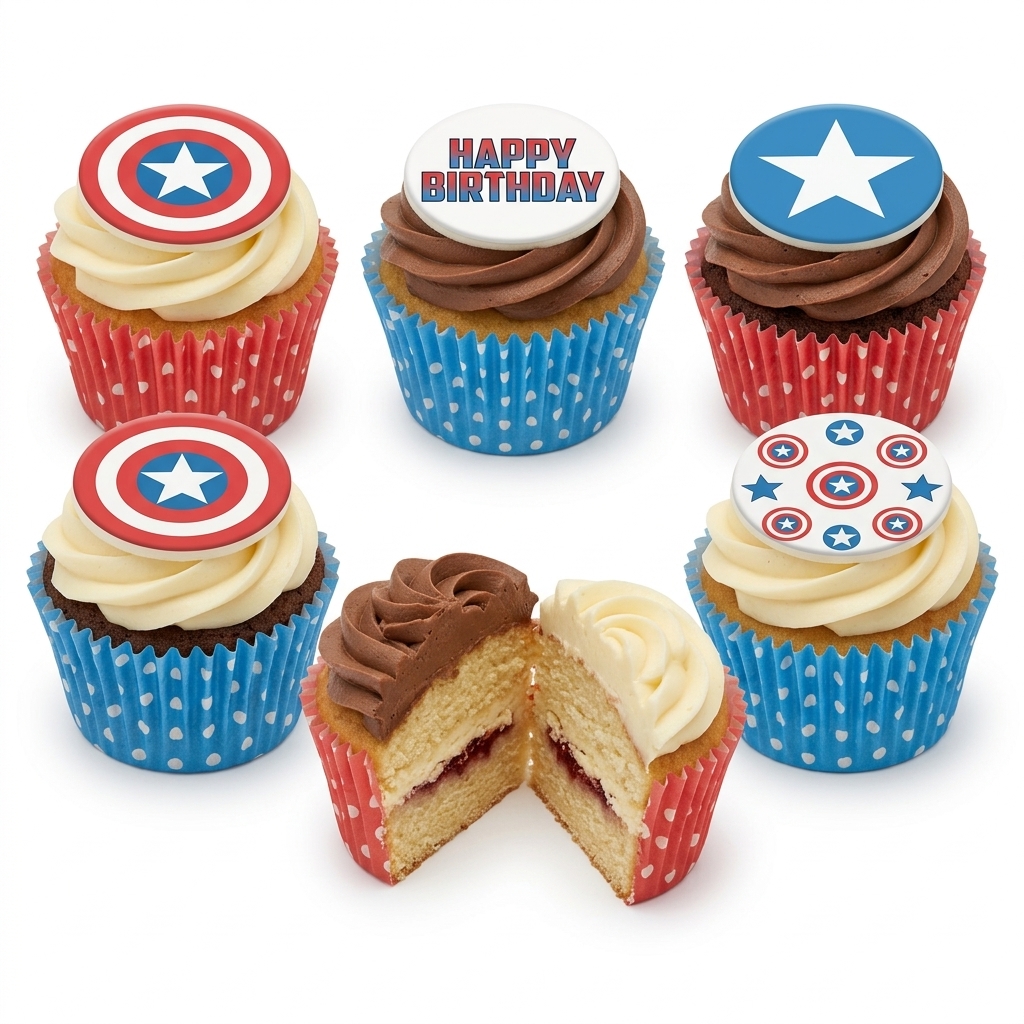 Captain America Birthday Cupcakes