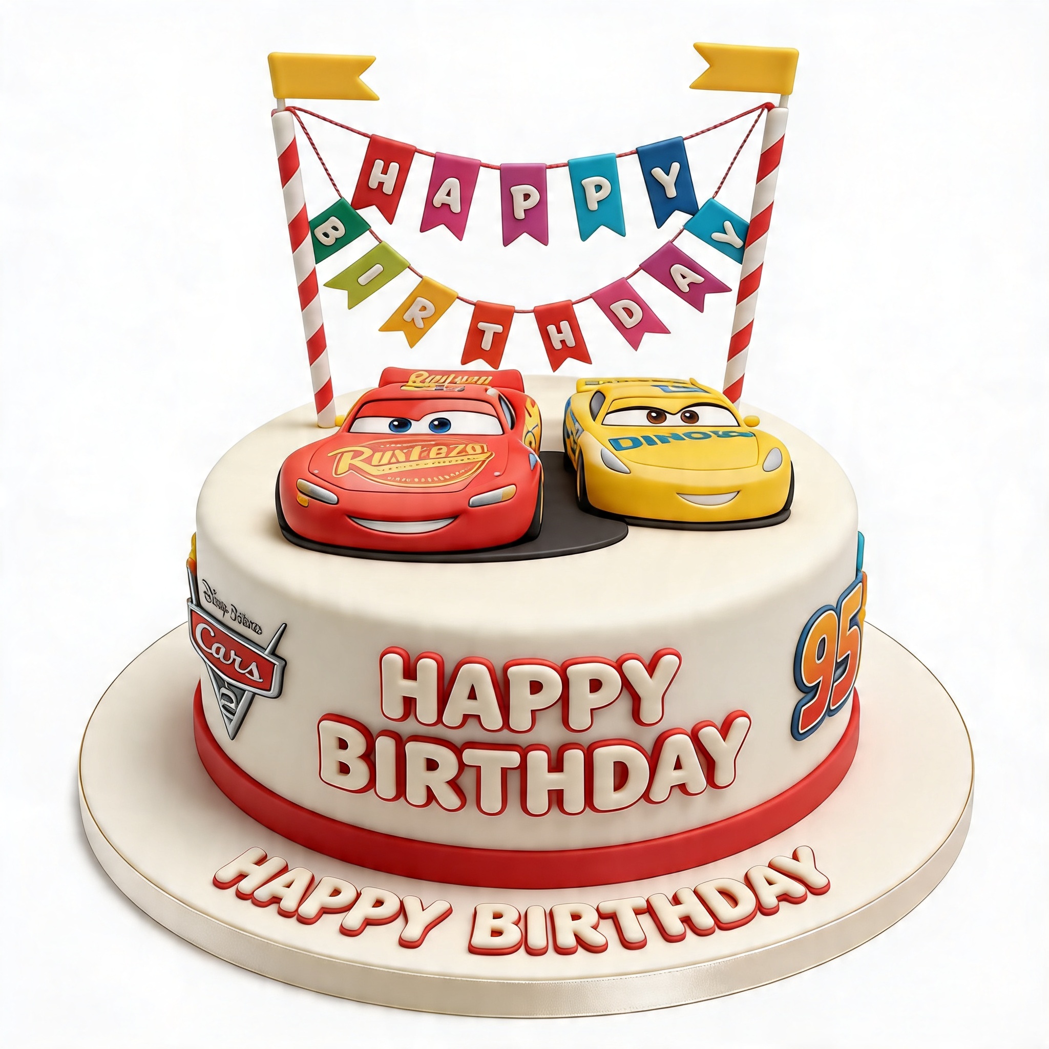 Disney Cars Birthday Cake with Lightning McQueen & Cruz