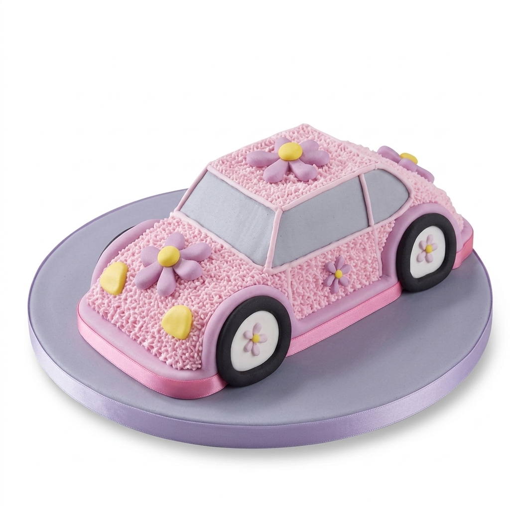 Pink Car Birthday Cake for Girls