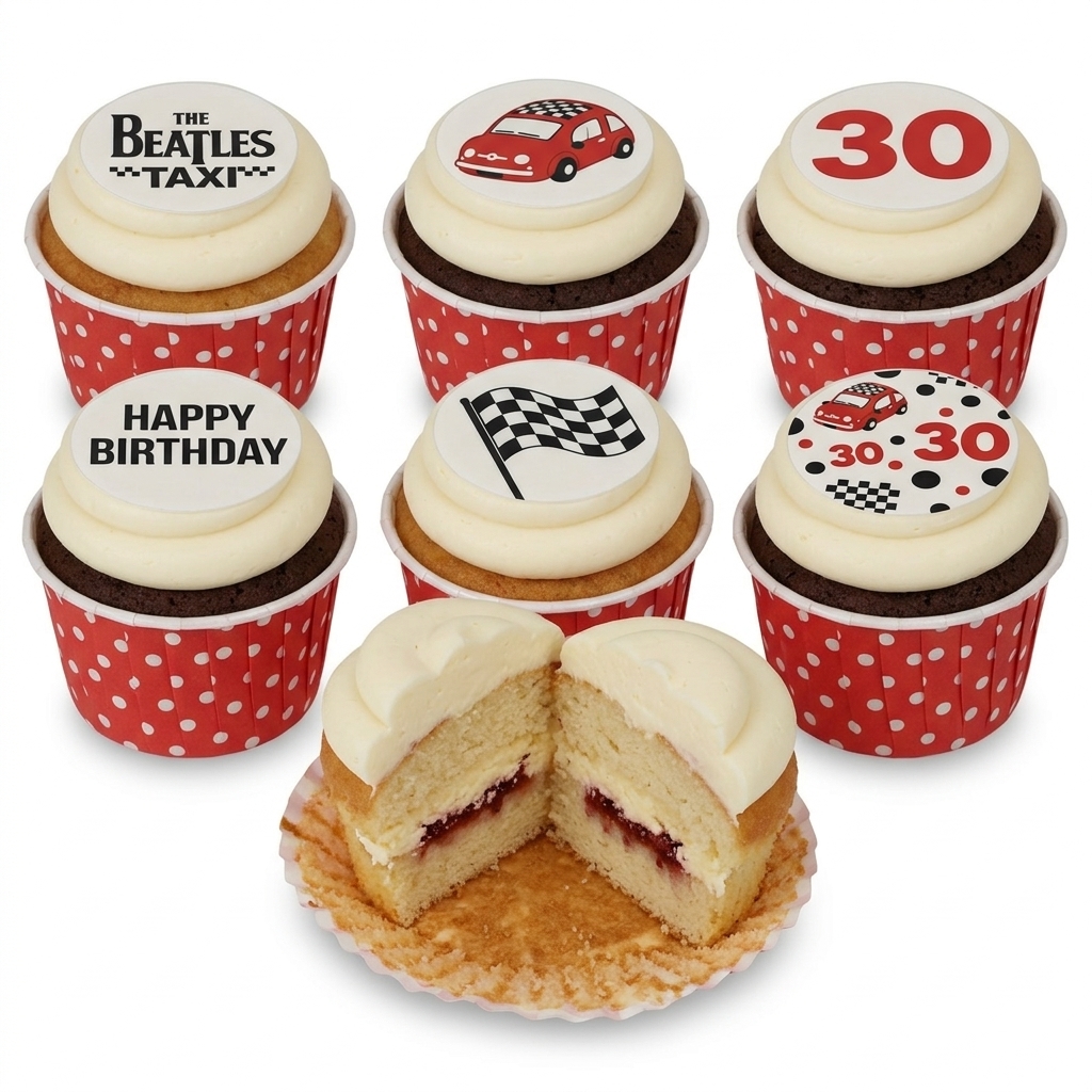 Racing Car & Custom Age Birthday Cupcakes