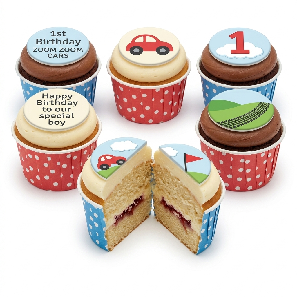 Cars Theme Birthday Cupcakes for Boys with Custom Age