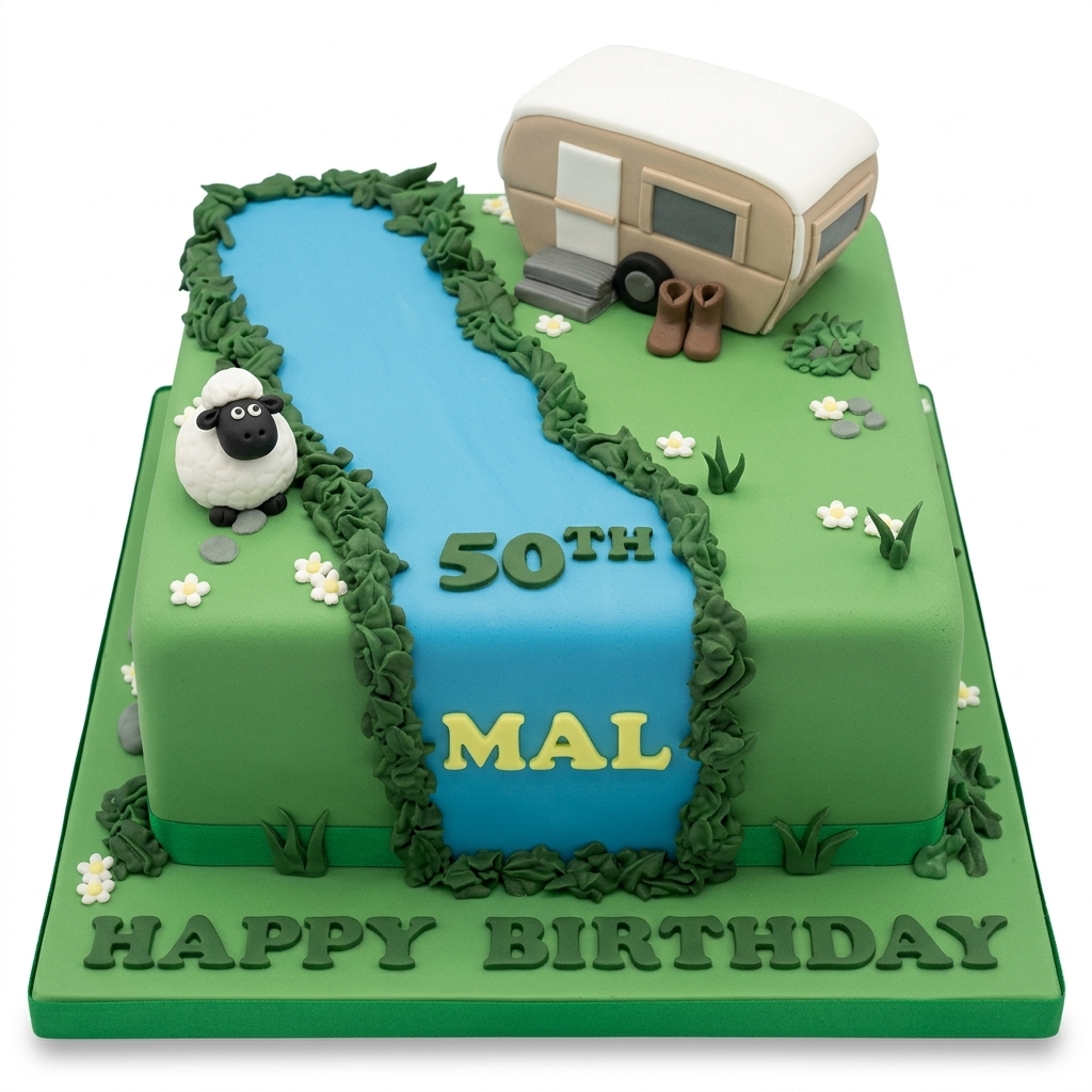 Camping Caravan Adventure Birthday Cake