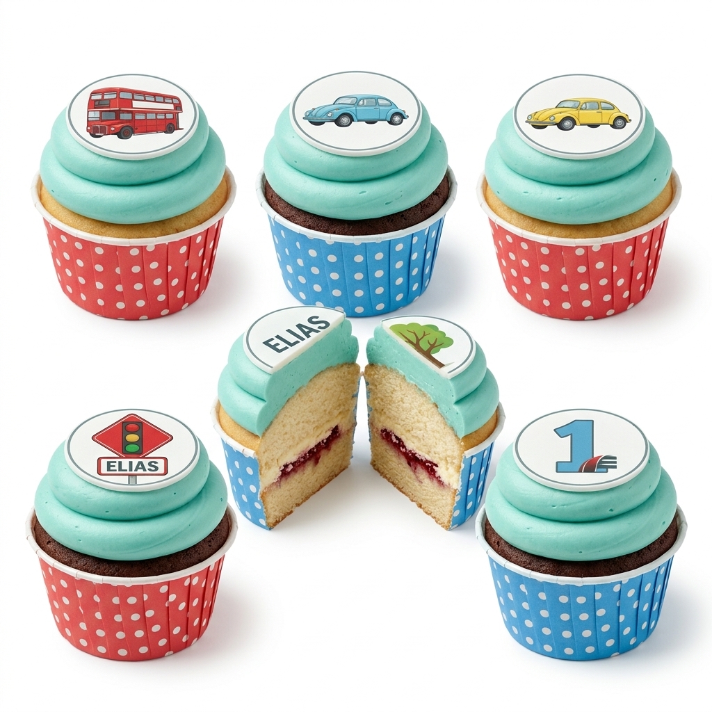 Kids Transport Theme Birthday Cupcakes