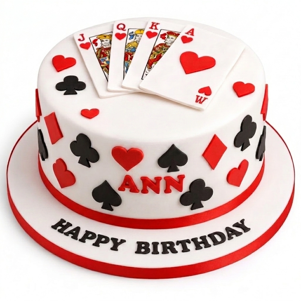Poker Birthday Cake with Playing Cards