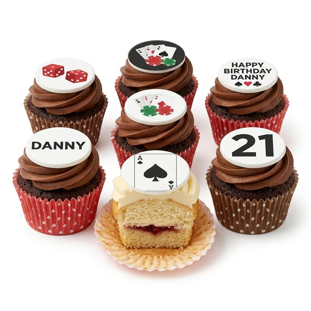 Casino Theme Birthday Cupcakes with Custom Age