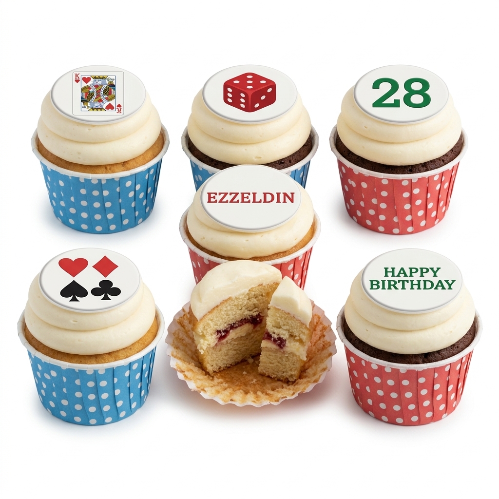 Casino Theme Birthday Cupcakes with Custom Age