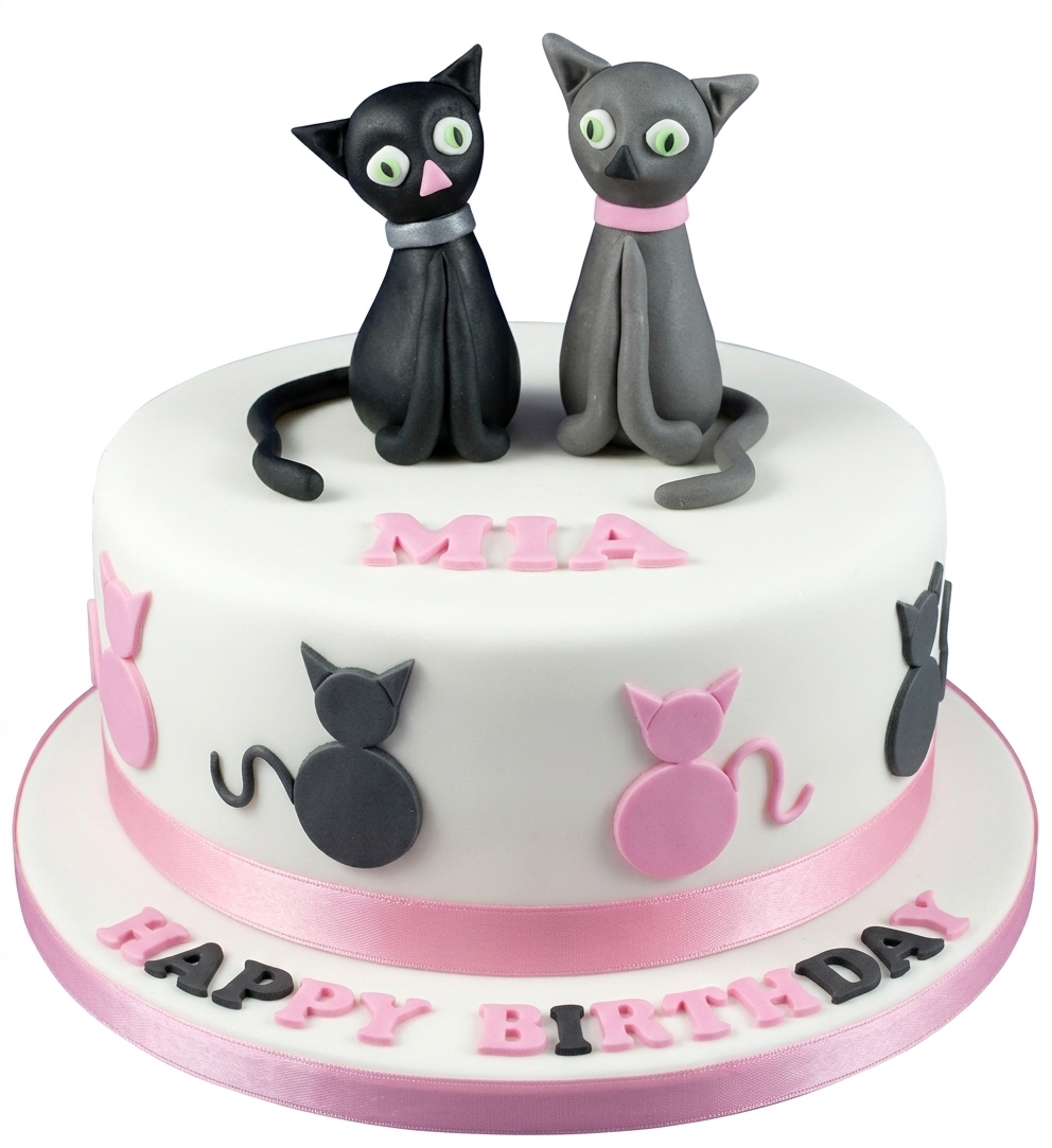 Cute Cat Theme Birthday Cake
