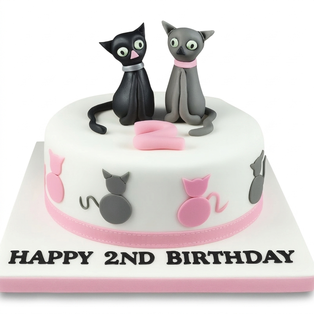 Cute Cat Birthday Cake for Kids with Custom Age